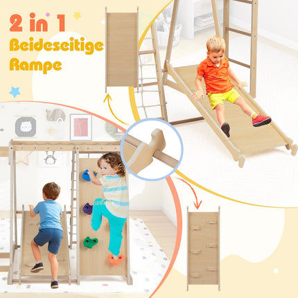 Loc de joacă interior Jungle Gym cu tobogan și perete de cățărat