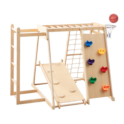 Loc de joacă interior Jungle Gym cu tobogan și perete de cățărat