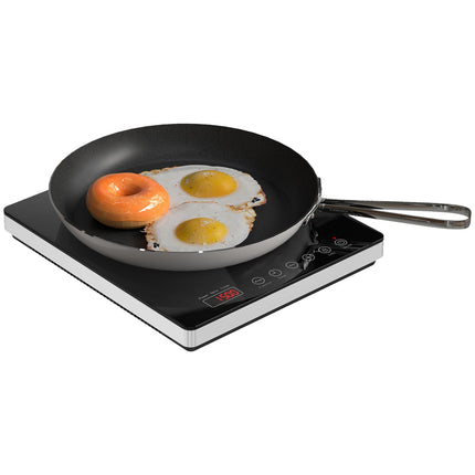 Plită cu inducție Plită 1 plită, plită portabilă cu inducție cu 10 trepte de putere și trepte de temperatură, 2000 W, temporizator, blocare siguranță pentru copii, negru