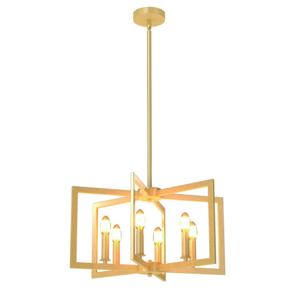 Candelabru industrial cu 6 lumini, înălțime reglabilă, auriu
