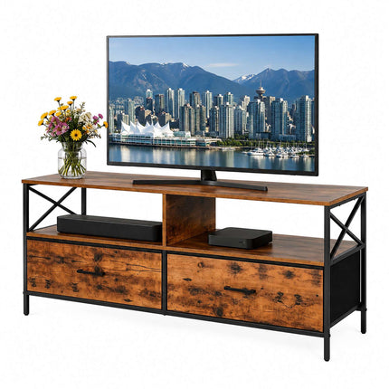 Comodă TV industrială neagră cu spațiu de depozitare, 120 cm