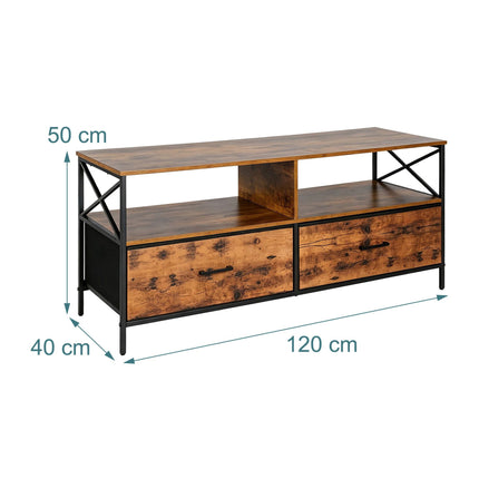 Comodă TV industrială neagră cu spațiu de depozitare, 120 cm