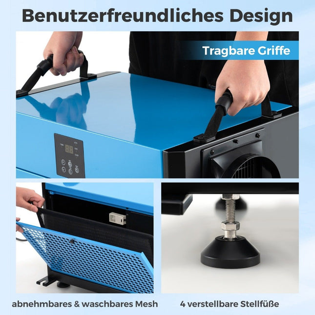 Dezumidificator industrial, 73,5 L/zi, 3 moduri, temporizator