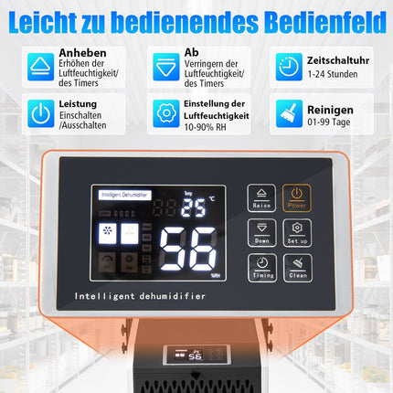 Dezumidificator industrial, 73 l/zi, scurgere automată și temporizator