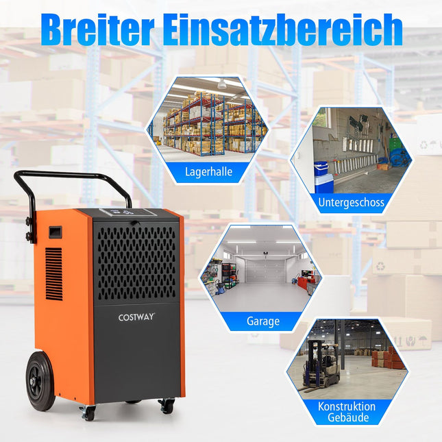 Dezumidificator industrial 73L/zi cu furtun de scurgere și temporizator
