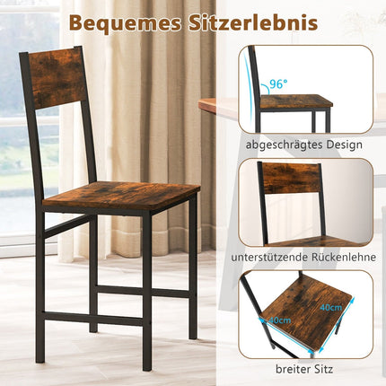 Set de 2 scaune de bucătărie industriale, cadru metalic, maro rustic