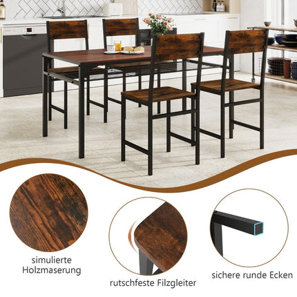 Set de 2 scaune de bucătărie industriale, cadru metalic, maro rustic