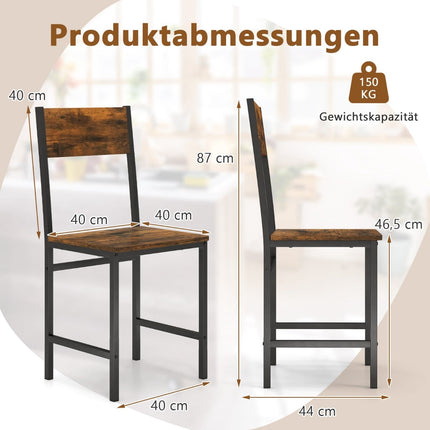 Set de 2 scaune de bucătărie industriale, cadru metalic, maro rustic
