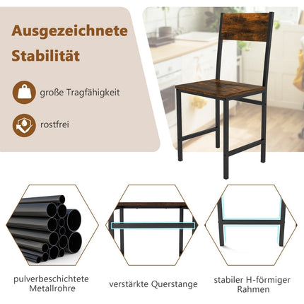 Set de 2 scaune de bucătărie industriale, cadru metalic, maro rustic