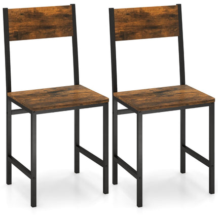 Set de 2 scaune de bucătărie industriale, cadru metalic, maro rustic