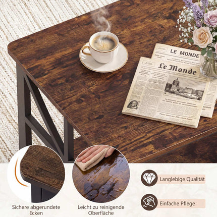 Masă de cafea industrială cu raft deschis, maro rustic