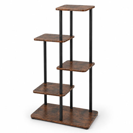 Industrial Plant Stand with 5 Shelves, Metal and MDF, 86 x 48 x 24 cm
