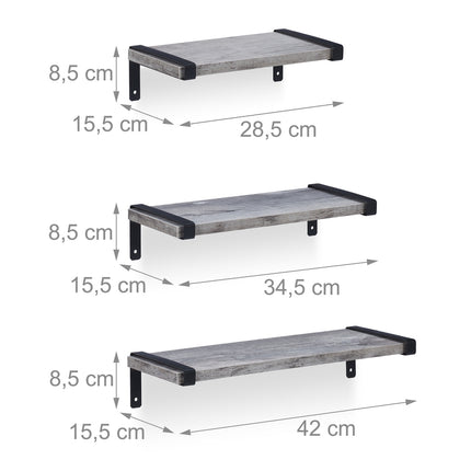 Set de 3 rafturi industriale de perete