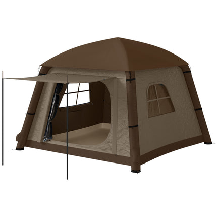 Cort gonflabil de camping pentru 1-2 persoane Cort de familie în aer liber cu cârlige de copertine Pompă de aer Ferestre Uși Sac de depozitare Cort de aer pentru 4 anotimpuri Cort Glamping rezistent la vânt