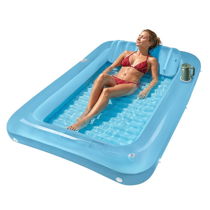Inflatable Air Mattress 210x140 cm with 2 Cup Holders, Max 150 kg, UV-Resistant