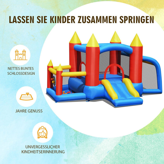 Castel Gonflabil + Suflantă de 450 W cu Bile Ocean Glisante 350 x 275 x 196 cm Colorat