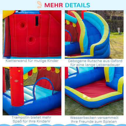 Inflatable bouncy castle with slide and ball pit for children