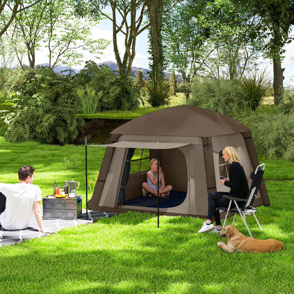 Cort gonflabil de camping pentru 1-2 persoane Cort de familie în aer liber cu cârlige de copertine Pompă de aer Ferestre Uși Sac de depozitare Cort de aer pentru 4 anotimpuri Cort Glamping rezistent la vânt