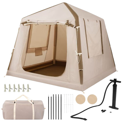 Cort de camping gonflabil, 2-4 persoane, pompă, geantă de transport