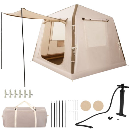 Cort de camping gonflabil, 2-4 persoane, pompă, geantă de transport