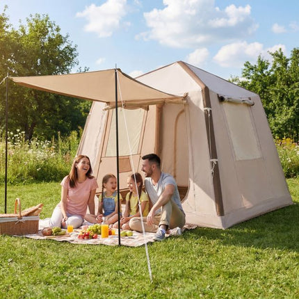 Cort de camping gonflabil, 2-4 persoane, pompă, geantă de transport