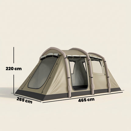Cort de camping gonflabil, 2-4 persoane, instalare rapidă