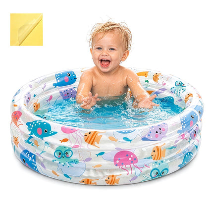 Piscină gonflabilă pentru copii, 61x22 cm, 28L, design cu animale marine