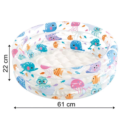 Piscină gonflabilă pentru copii, 61x22 cm, 28L, design cu animale marine