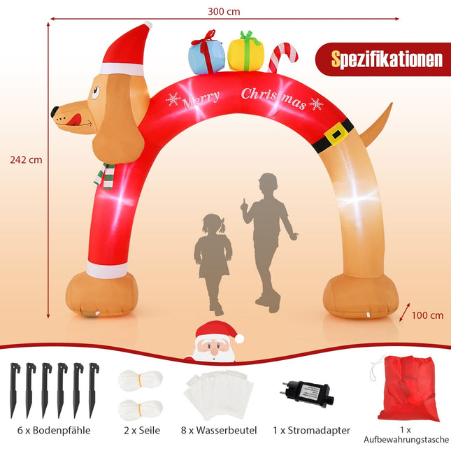 Arc gonflabil de Crăciun cu LED-uri, 242 cm