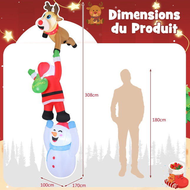 Decorațiune gonflabilă de Crăciun, Moș Crăciun 308 cm cu LED-uri