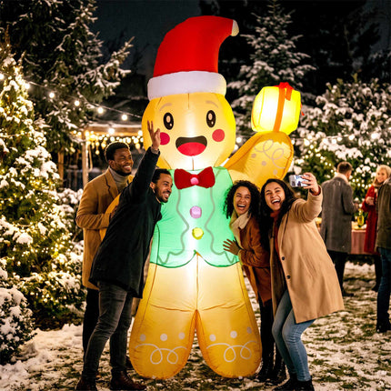 Om de turtă dulce gonflabil de Crăciun cu LED-uri, 250 cm