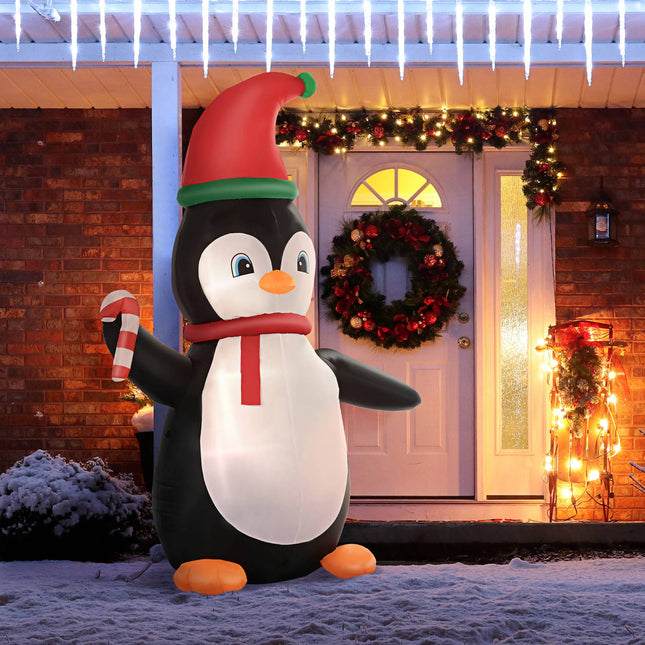 Pinguin gonflabil de Crăciun, 2,5 m, 3 lumini LED