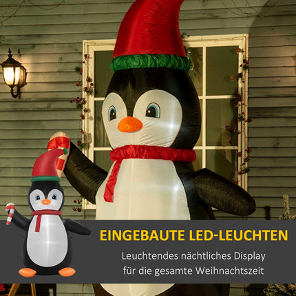 Pinguin gonflabil de Crăciun, 2,5 m, 3 lumini LED