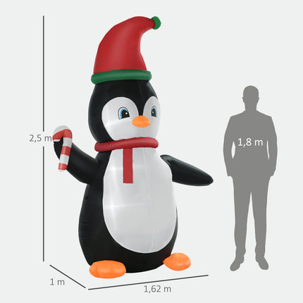 Pinguin gonflabil de Crăciun, 2,5 m, 3 lumini LED