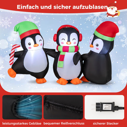 Familie de pinguini gonflabilă de Crăciun, lumini LED, 170 cm