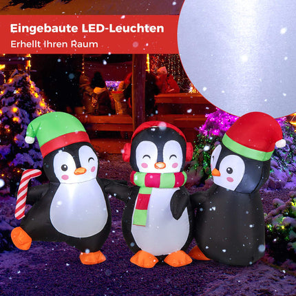 Familie de pinguini gonflabilă de Crăciun, lumini LED, 170 cm
