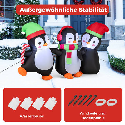 Familie de pinguini gonflabilă de Crăciun, lumini LED, 170 cm