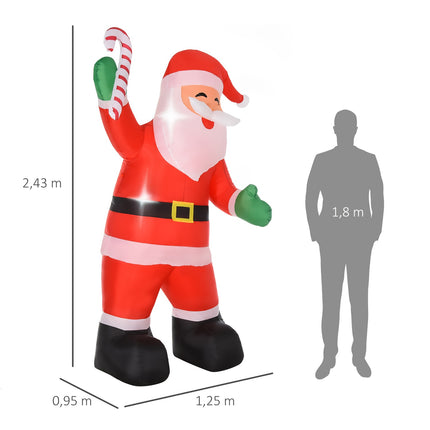 Moș Crăciun gonflabil cu lumini LED, 243 cm