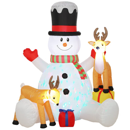Inflatable Christmas Snowman with 2 Reindeer, 215 cm, LED Lights, Outdoor