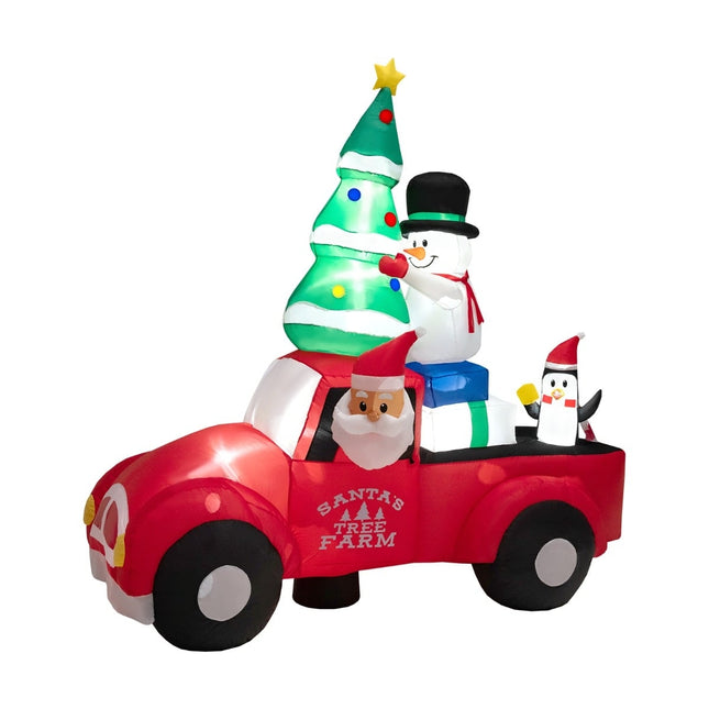 Camionetă gonflabilă de Crăciun cu Moș Crăciun, 220 cm, lumini LED