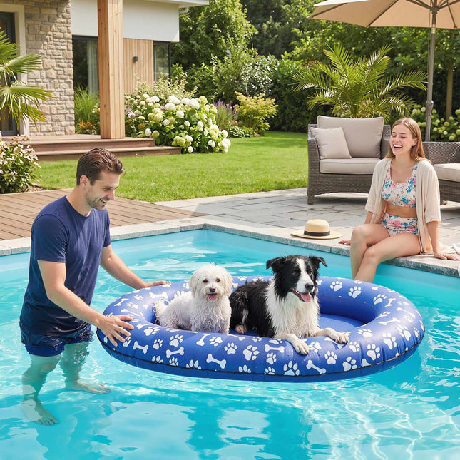 Plută gonflabilă pentru piscină pentru câini cu mânere, 155x104cm, 40kg