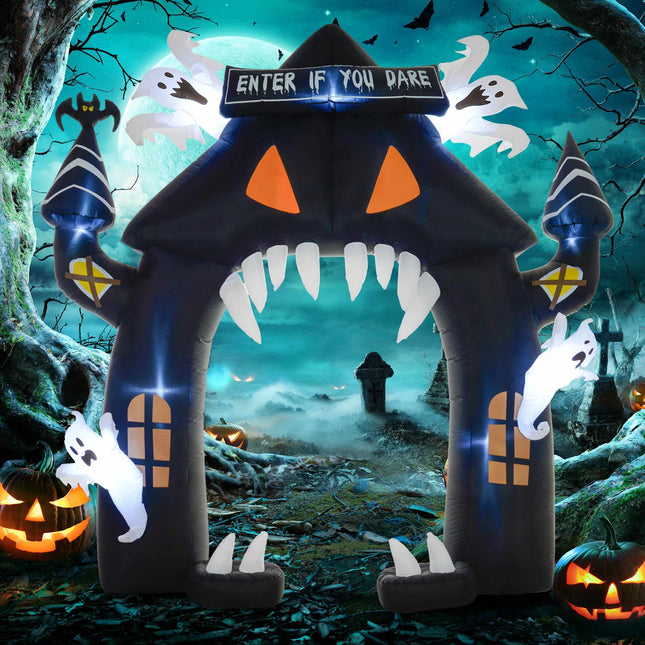 Arcă gonflabilă de Halloween, 4 fantome, LED, 3m