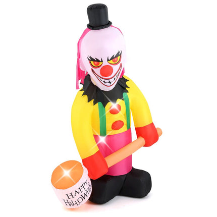 Inflatable Halloween Clown with LED Lights and Flashing Eyes, 180 x 240 cm