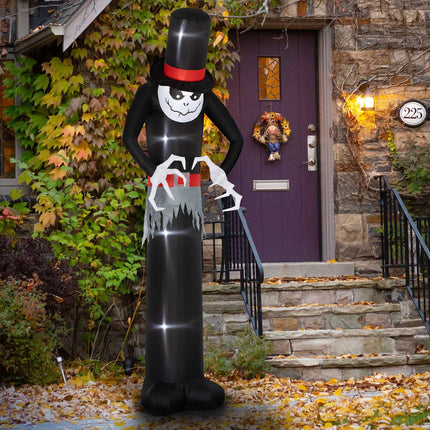 Fantomă de Halloween gonflabilă cu pălărie, 5 lumini LED, 306 cm