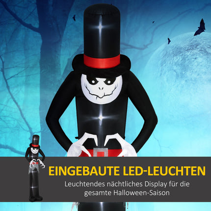 Fantomă de Halloween gonflabilă cu pălărie, 5 lumini LED, 306 cm
