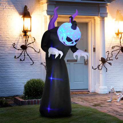 Fantomă gonflabilă de Halloween cu cap de dovleac, lumini LED