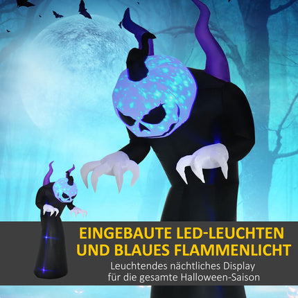 Fantomă gonflabilă de Halloween cu cap de dovleac, lumini LED