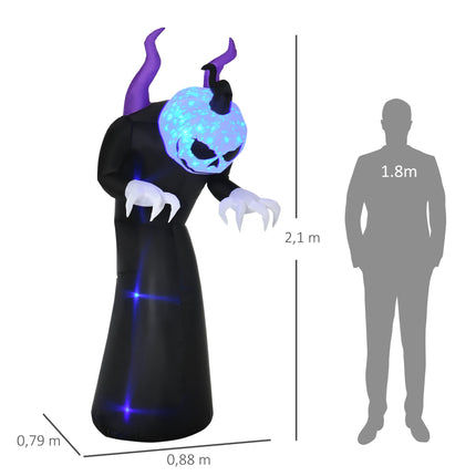 Fantomă gonflabilă de Halloween cu cap de dovleac, lumini LED