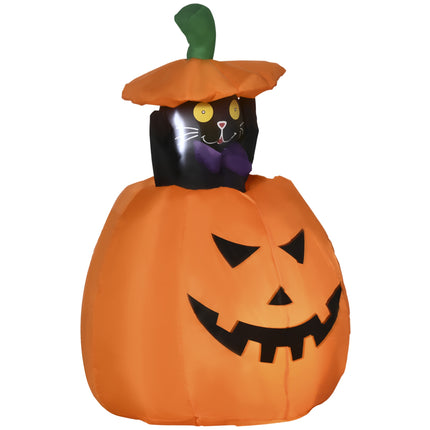 Dovleac gonflabil de Halloween cu pisică, lumini LED, 76x64x115cm