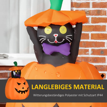 Dovleac gonflabil de Halloween cu pisică, lumini LED, 76x64x115cm